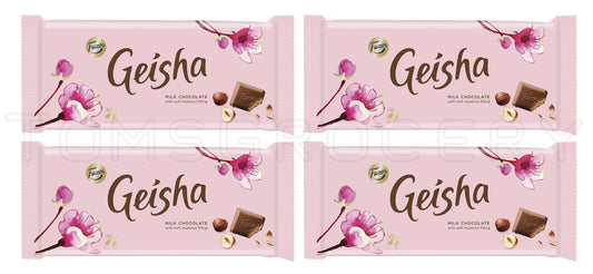 4 x FAZER GEISHA Milk Chocolate Bar with Soft Hazelnut Filling 100g 3.5oz