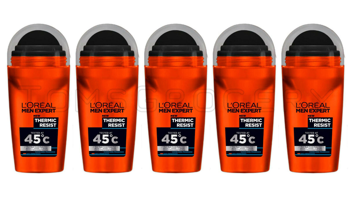 5 x L'OREAL Loreal Men Expert THERMIC RESIST up to 45 ºC XXL Roll On Deodorant
