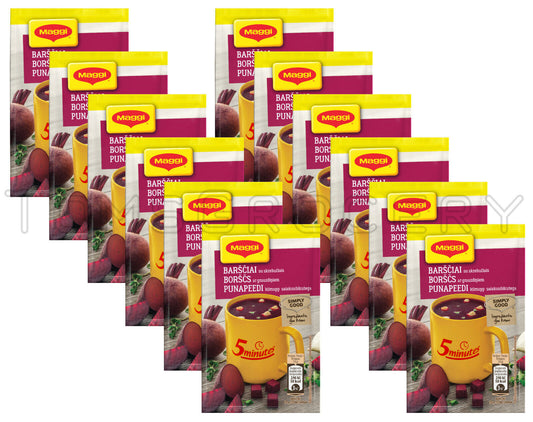 12 x MAGGI Instant Soup Packs Beetroot with Croutons Flavor