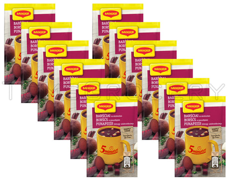 12 x MAGGI Instant Soup Packs Beetroot with Croutons Flavor
