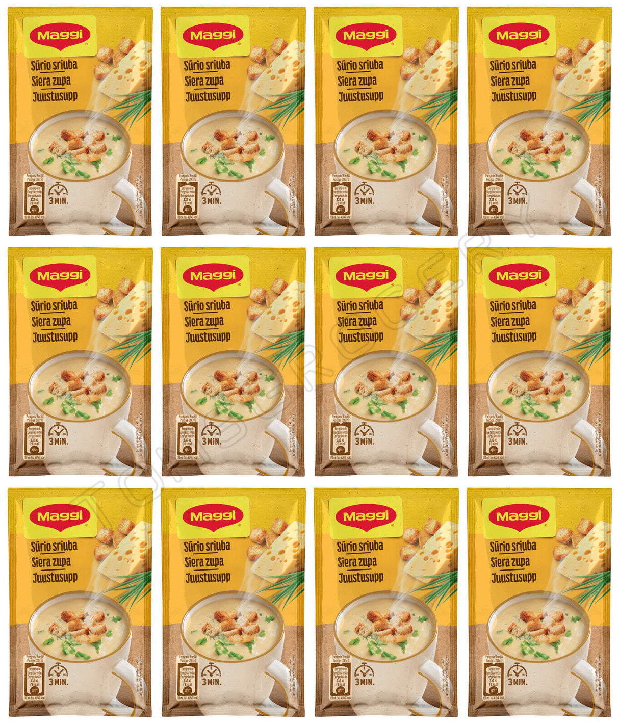 12 MAGGI CHEESE With Croutons Instant Soup Quick Preparation Sachets