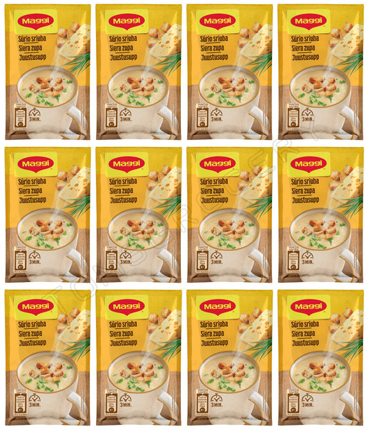 12 MAGGI CHEESE With Croutons Instant Soup Quick Preparation Sachets