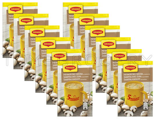 12 x MAGGI Instant Soup Packs Champignon Mushroom with Croutons Flavor