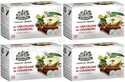 4 NATURAL FRUIT TEA APPLE & CINNAMON Flavor Infusion 80 servings total Zolynelis