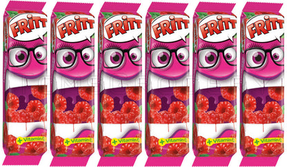 6 x FRITT Raspberry Flavor German Chewy Candy Stripes with Vitamin C 70g 2.5oz