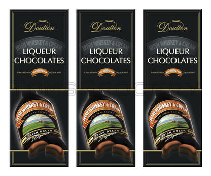 3 x Doulton IRISH WHISKEY & CREAM LIQUEUR Filled Chocolates Candy Box 145g 5.1oz