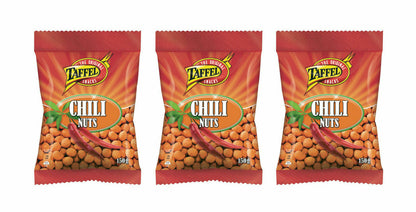 6 x TAFFEL Chili Nuts Crispy Coated Peanuts Snacks Spicy Flavor 150g 5.3oz