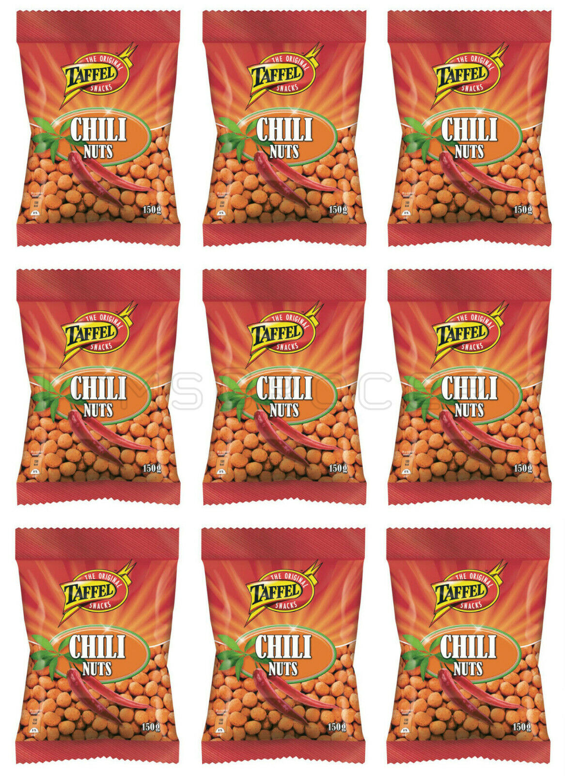 9 x TAFFEL Original Snacks Spicy Chili Flavor Nuts 150g 5.3oz