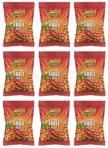 9 x TAFFEL Original Snacks Spicy Chili Flavor Nuts 150g 5.3oz