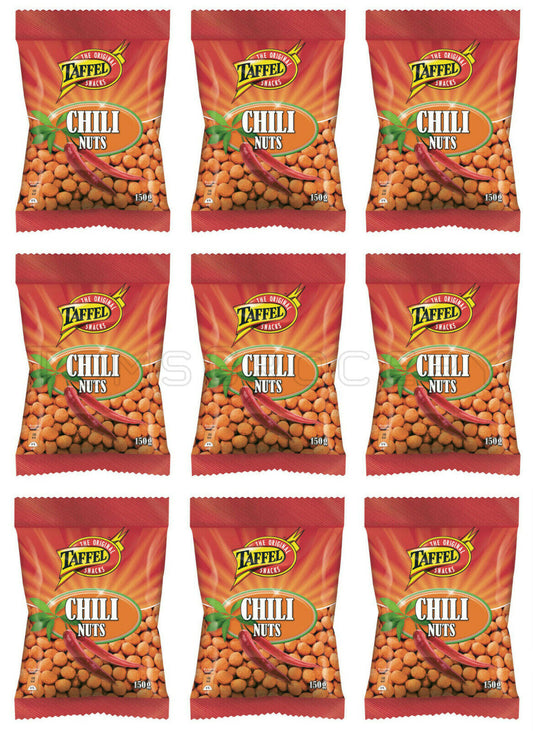 9 x TAFFEL Original Snacks Spicy Chili Flavor Nuts 150g 5.3oz