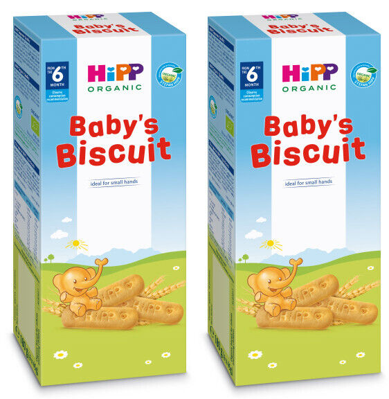 2 x HIPP Organic Baby Biscuits Snacks Cookies From 6+ Months 180g 6.3oz