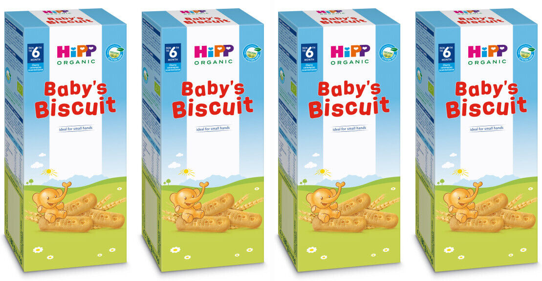 4 x HIPP Organic Baby Biscuits Snacks Cookies From 6+ Months 150g 5.3oz bars
