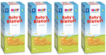 4 x HIPP Organic Baby Biscuits Snacks Cookies From 6+ Months 150g 5.3oz bars