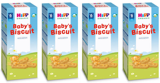 4 x HIPP Organic Baby Biscuits Snacks Cookies From 6+ Months 150g 5.3oz bars