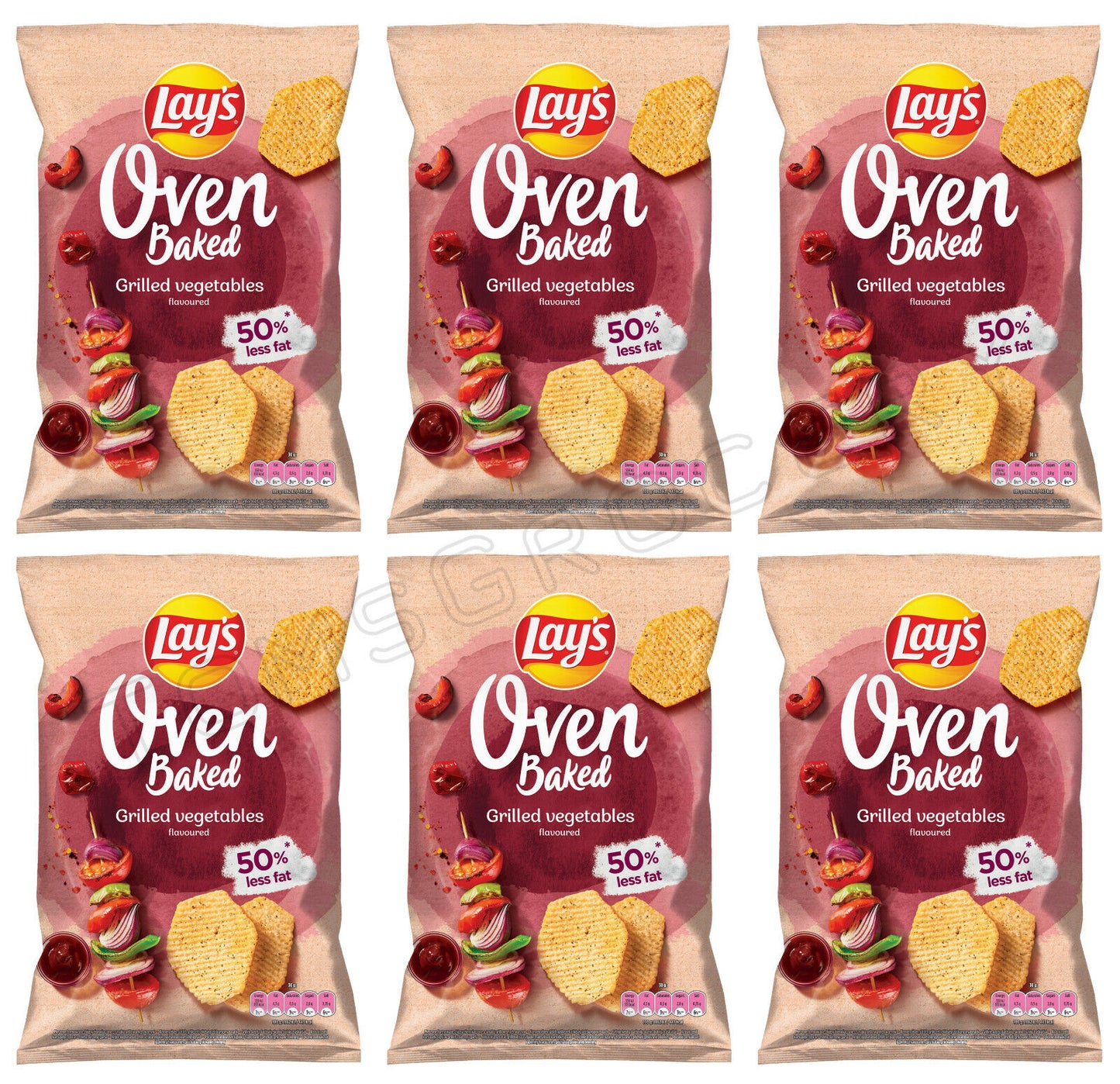 6 LAYS Oven Baked Grilled Vegetables Flavor Potato Chips Crisps Snacks 110g