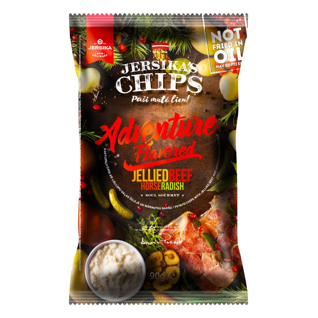 JERSIKA Jellied Beef Horseradish Flavor Potato Chips Snacks Crisps 100g 3.5oz