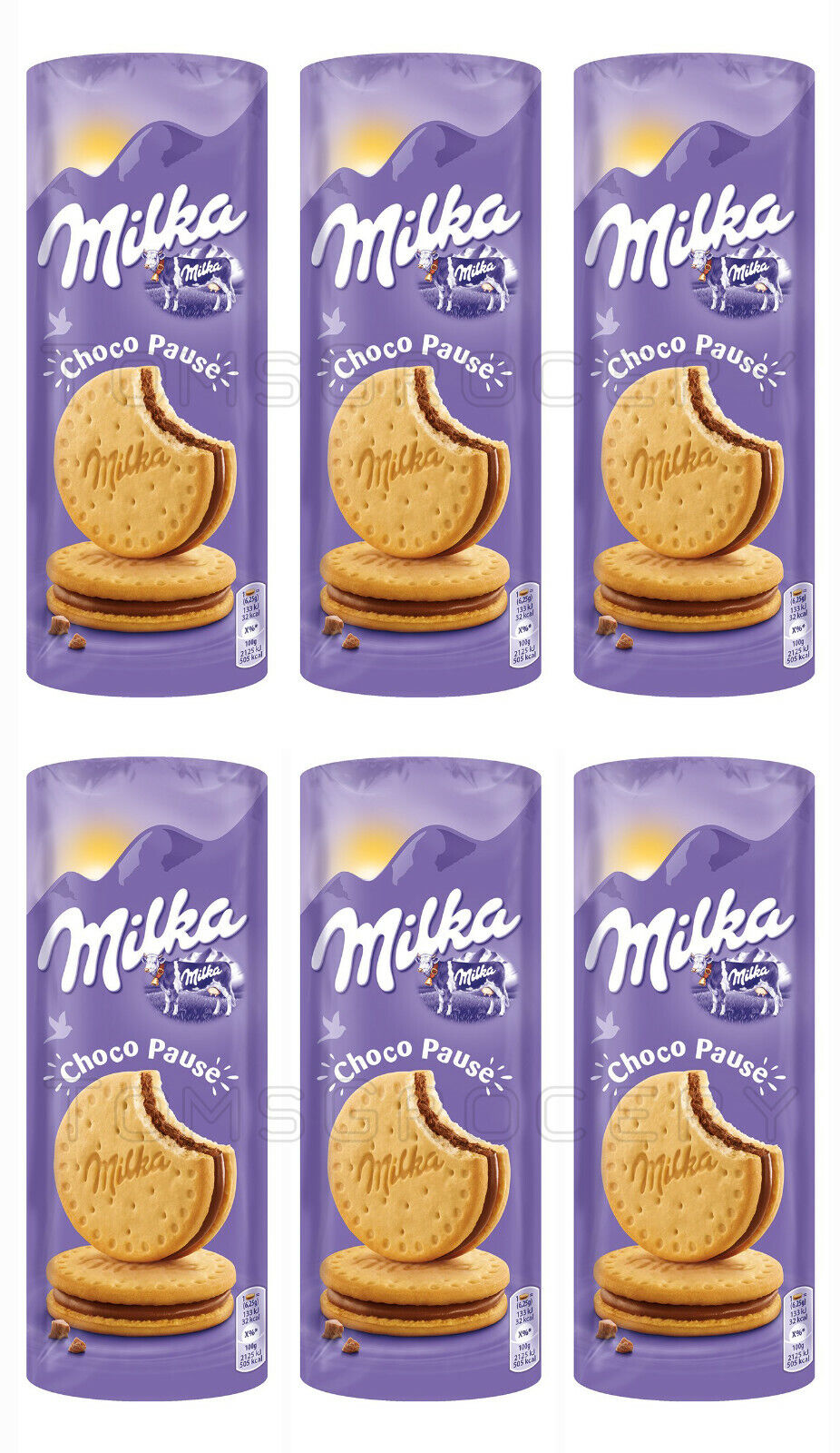 MILKA CHOCO PAUSE Sandwich Biscuits Alpine Milk Chocolate Cream Filling 6 x 260g