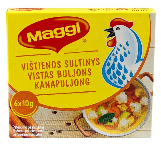 MAGGI Chicken Broth Cubes Bouillon Soup 6 Cubes Box 60g 2.11oz