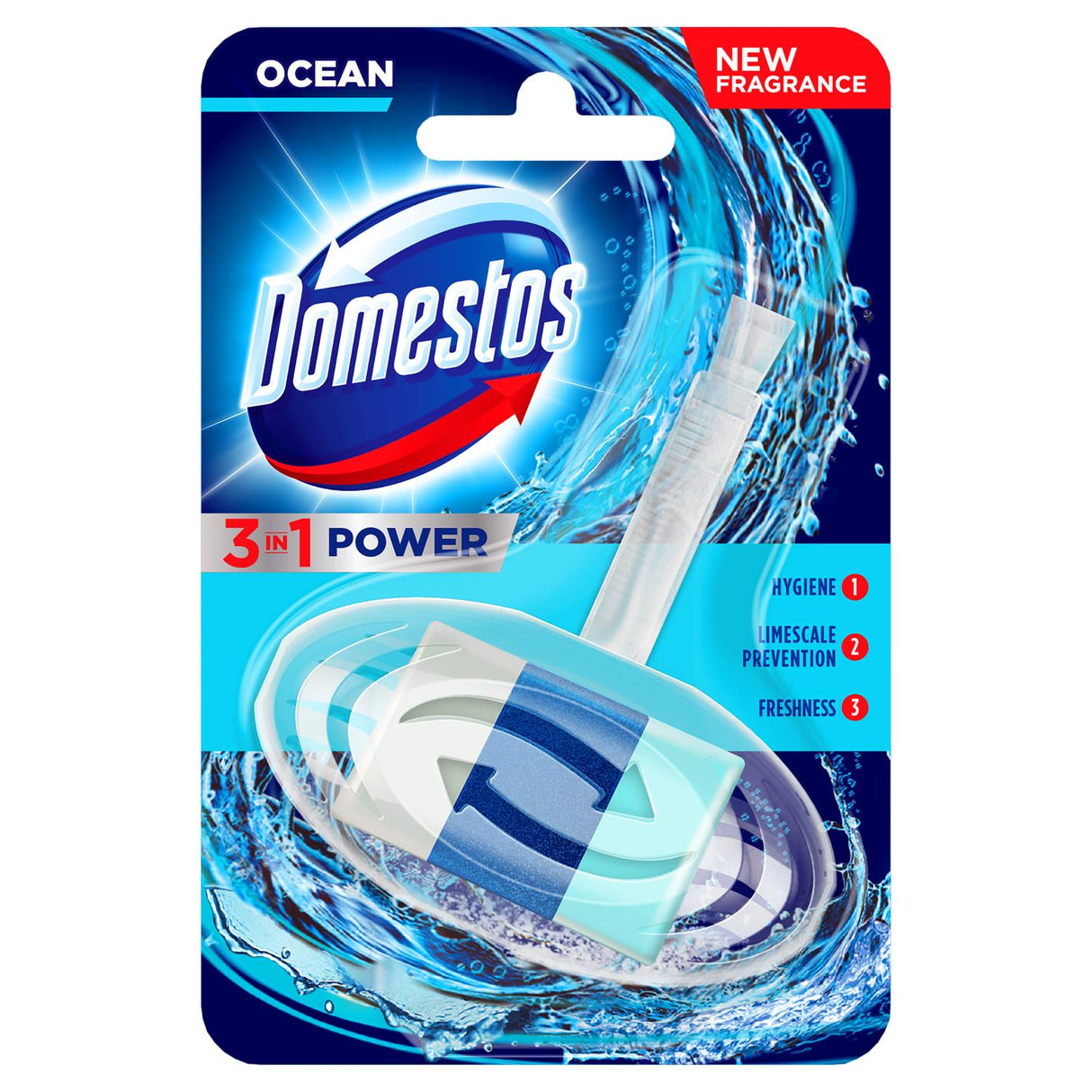 DOMESTOS OCEAN WC 3in1 Power Toilet Hanger Cleaner Hygiene Freshness Aroma