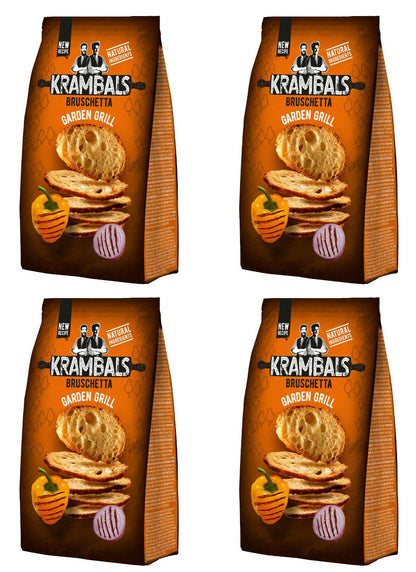 4 x KRAMBALS BRUSCHETTA Garden Grill Flavor Baked Bread Crisps Snacks 70g