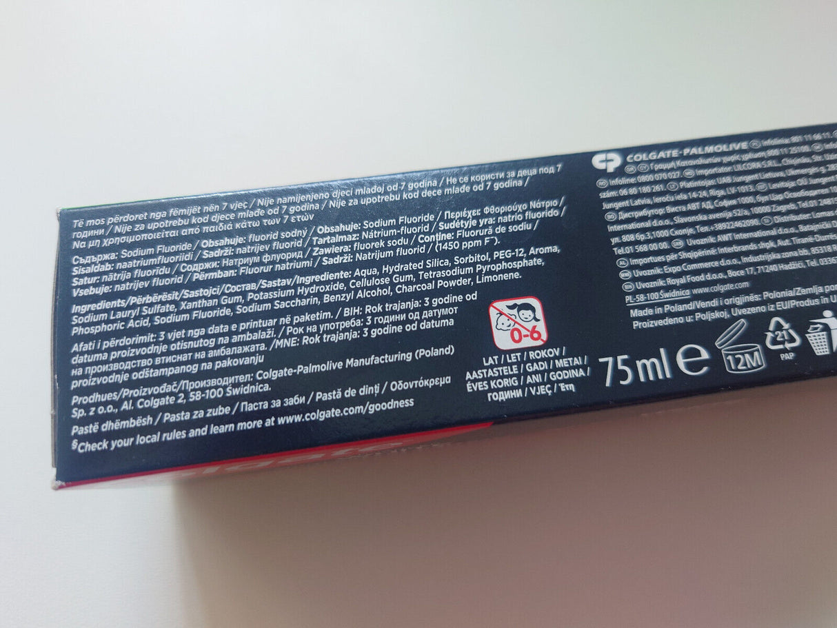 3 COLGATE ADVANCED WHITE CHARCOAL Whitening Daily Toothpaste 75ml