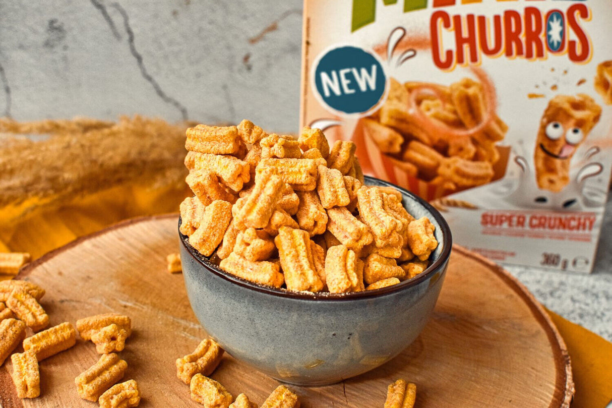 CINI MINIS CHURROS Super Crunchy Cinnamon Flavor Breakfast Cereal 300g 10.5oz