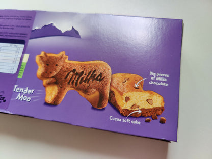 2 x MILKA Tender Moo Soft Cake with Alpine Milk Chocolate Pieces 140g 4.9oz