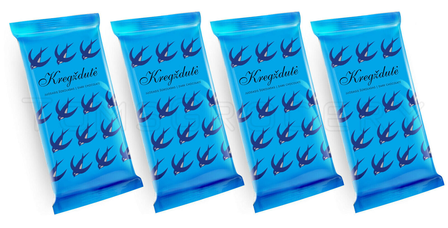 4 x SWALLOW Dark Chocolate Bars Retro Lithuanian Sweets Kregzdute 80g 2.8oz