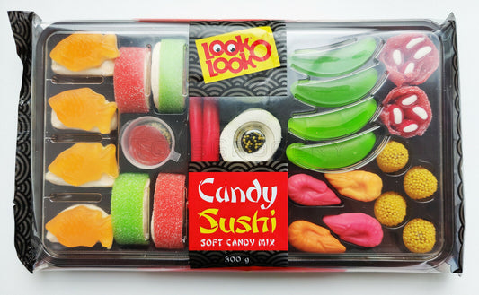 SUSHI CANDY NOVELTY PARTY TREATS Gummy Mix Sweets Tray Look O Look 300g 10oz