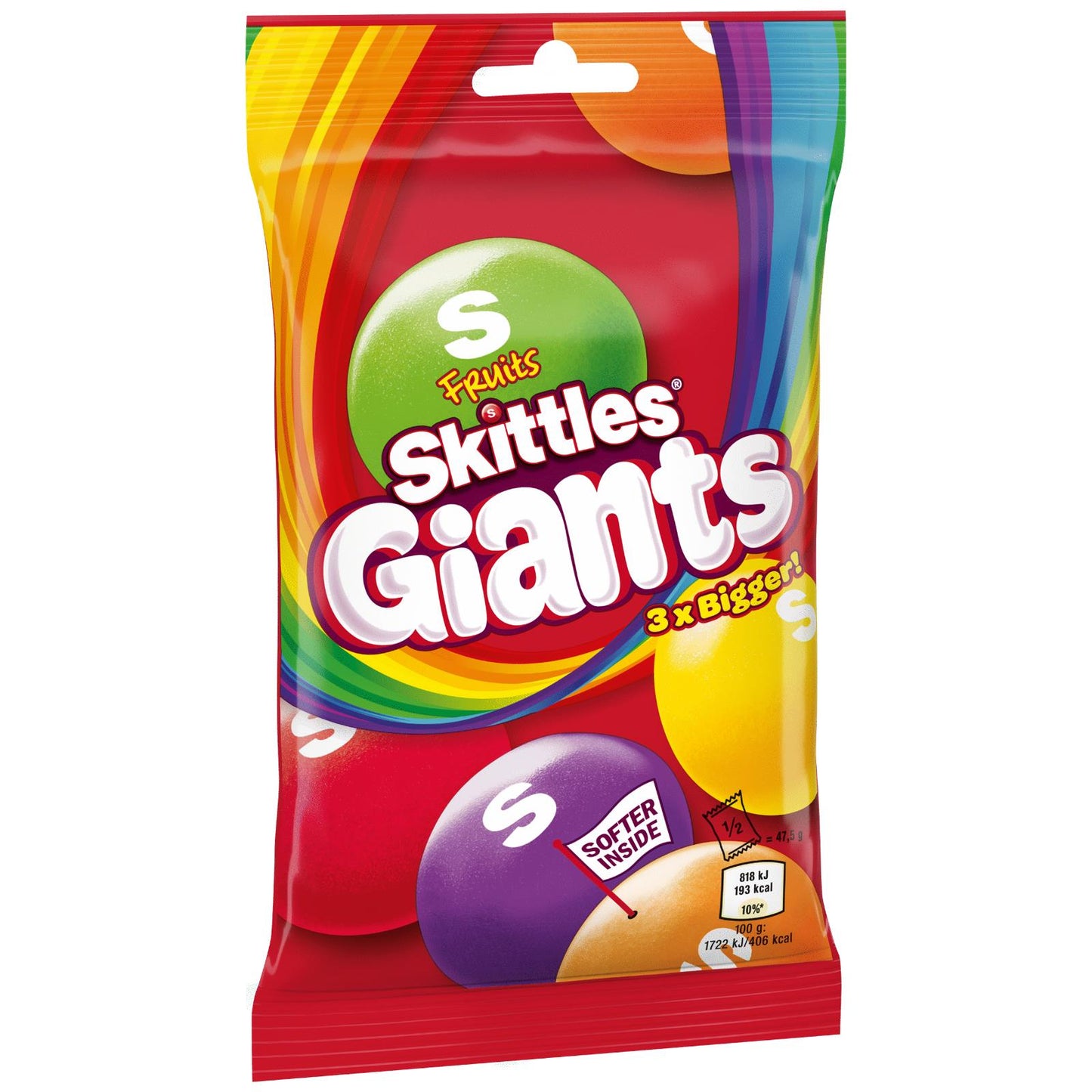 4 SKITTLES GIANTS 3 times Bigger Dragee Candy Fruit Sweets Treats 95g 3.4oz