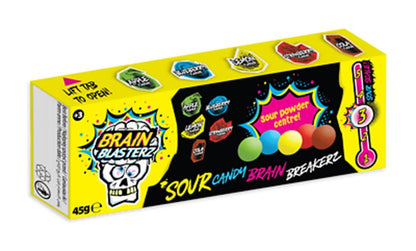 Brain Blasterz Sour Hard Candy Balls with Sour Powder Centre Novelty Sweets 45g