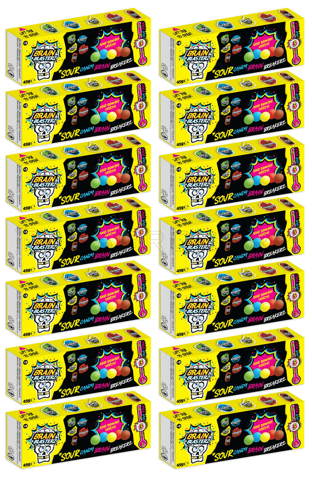 14 x Brain Blasterz Sour Hard Candy Balls with Sour Powder Centre Novelty Sweets