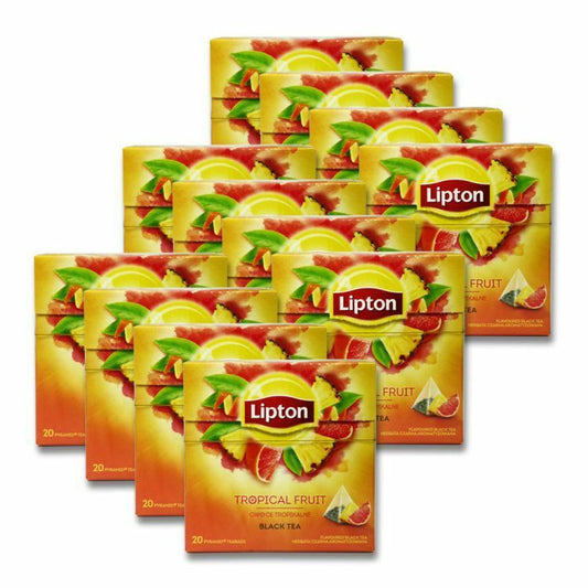 12 LIPTON TROPICAL FRUIT Flavor Tea Boxes 240 Silk Pyramid Bags Total