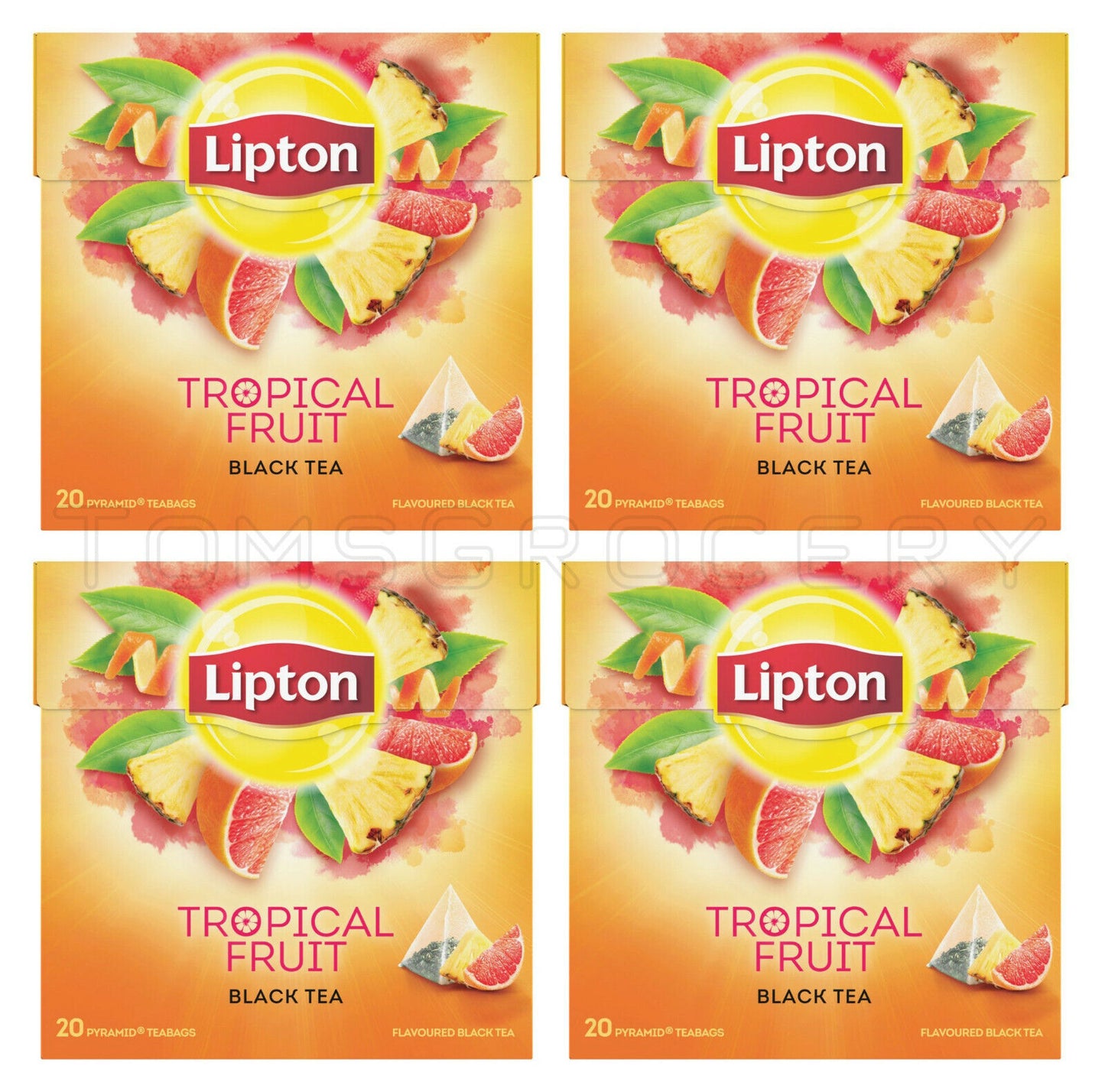 4 x LIPTON Tropical Fruit Flavor Tea Boxes 80 Silk Pyramid Bags Total