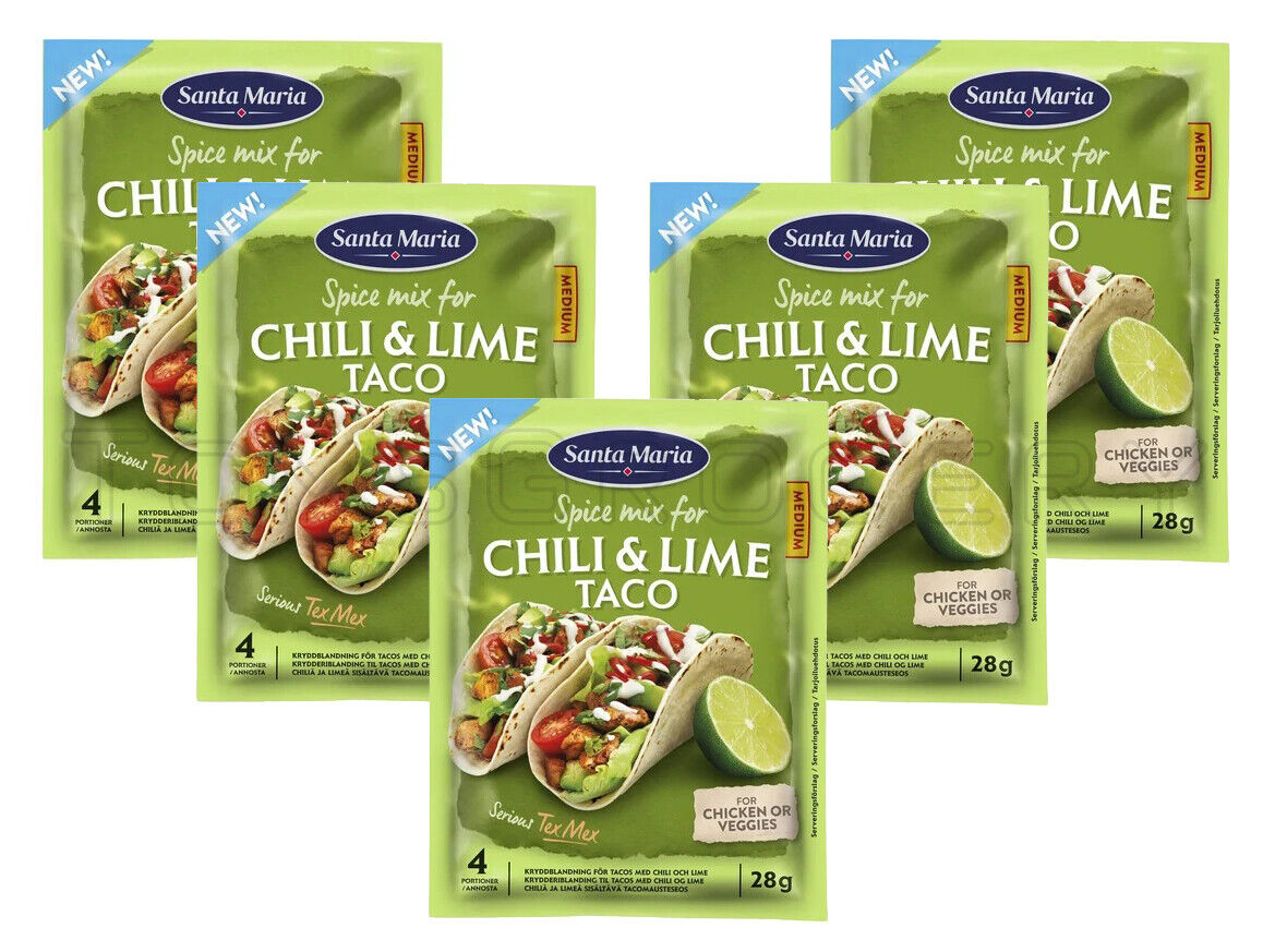 5 x SANTA MARIA Spice Mix for CHILI & LIME TACO for Chicken & Veggies 28g 1oz