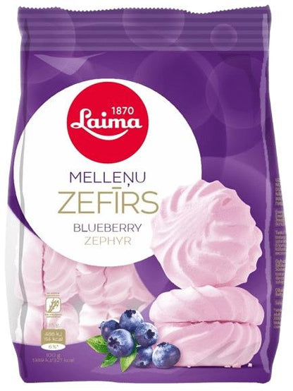 LAIMA BLUEBERRY Flavor Zephyr Marshmallows Bag Latvian Sweets Candy 200g 7oz