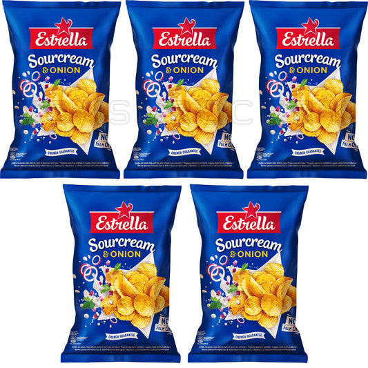 5 ESTRELLA SOUR CREAM & ONION Flavor Potato Chips European Snacks 130g 4.6oz