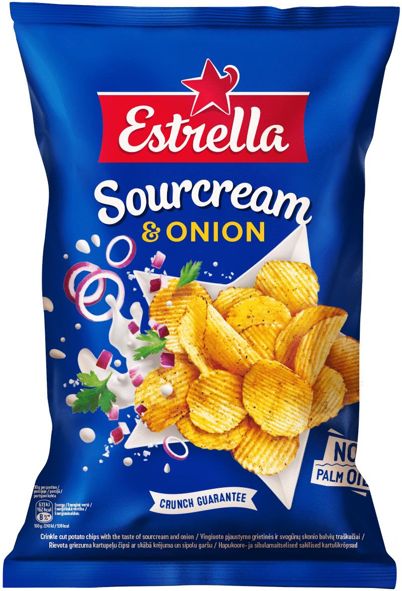 5 ESTRELLA SOUR CREAM & ONION Flavor Potato Chips European Snacks 130g 4.6oz