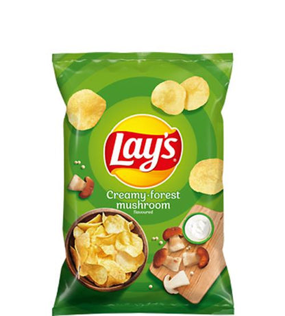 5 LAYS Creamy Forest Mushroom Flavor Potato Chips Crisps Snacks 130g 4.6oz