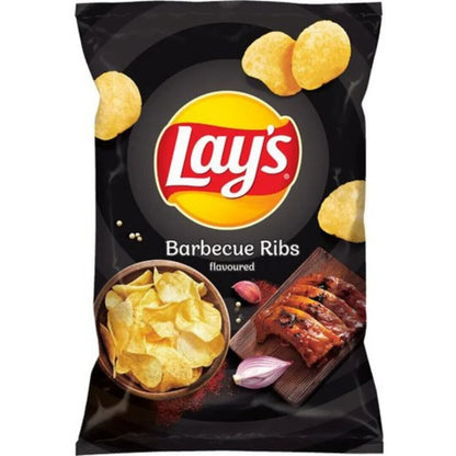 5 LAYS Barbecue Ribs Flavor Potato Chips Crisps Snacks 130g 4.6oz