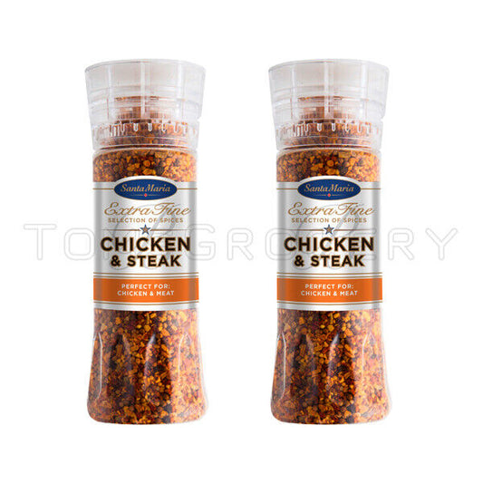 2 SANTA MARIA CHICKEN & STEAK Extra Fine Spice Mix Grinders 250g 8.8oz