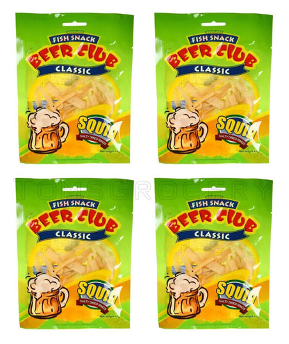 4 x BEER CLUB Dried Fish Snacks Classic Salty Dried Squid Rings 43g 1.5oz