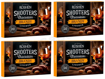 4 ROSHEN SHOOTERS BRANDY Liqueur Filled Chocolate Candies Party Sweets 150g