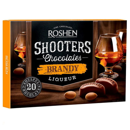 4 ROSHEN SHOOTERS BRANDY Liqueur Filled Chocolate Candies Party Sweets 150g