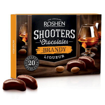 4 ROSHEN SHOOTERS BRANDY Liqueur Filled Chocolate Candies Party Sweets 150g