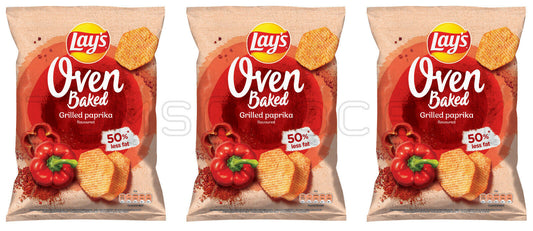 3 LAYS Oven Baked Grilled Paprika Flavor Potato Chips Crisps Snacks 180g 6.35oz