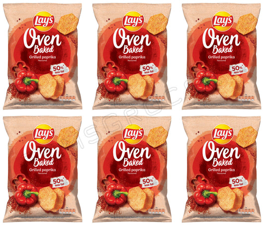 6 LAYS Oven Baked Grilled Paprika Flavor Potato Chips Crisps Snacks 180g 6.35oz