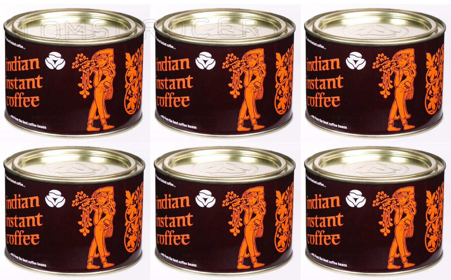 6 INDIAN INSTANT COFFEE 100% Natural Coffee From Best Beans Tin 90g 3.2oz