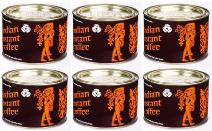 6 INDIAN INSTANT COFFEE 100% Natural Coffee From Best Beans Tin 90g 3.2oz