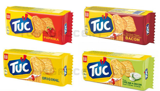 TUC Crackers Pretzels Crisps Beer Snacks Flavor Variety Bacon Paprika pack of 4